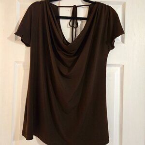 Women's Brown Cowl Neck Top XL